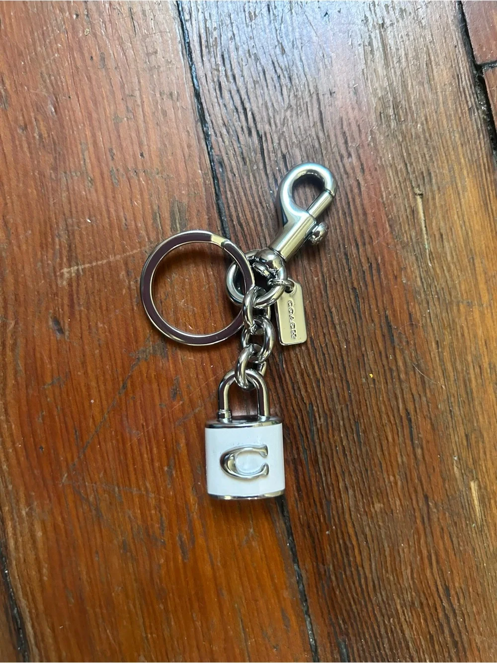 Coach Lock Bag Charm Cream Enamel with Silver Hardware - Picture 4 of 8